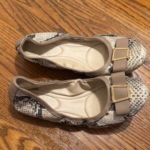 Cole Haan Snakeskin Flats with Bow Accent
